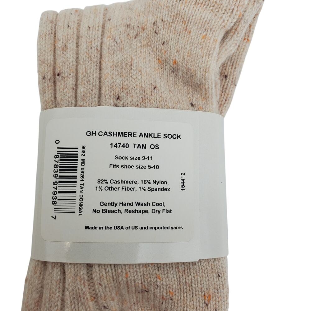 Soft Ribbed 82% Cashmere Ankle Socks Sz 9-11 Warm Cozy Garnet Hill Tan Donegal - Picture 5 of 6